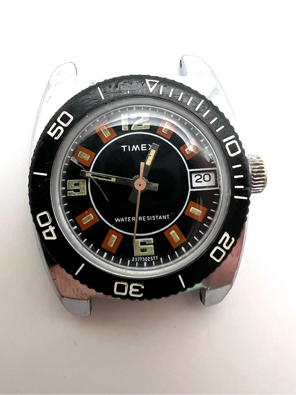 Timex Black and Orange Accented Dive-Style Watch Head